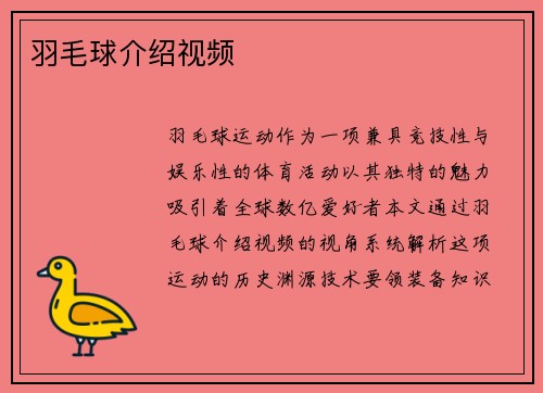 羽毛球介绍视频
